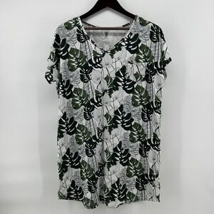 Cariloha‎ Bamboo Blend Womens 2XL Tropical Leaf Sleep Gown Nightgown Loungewear